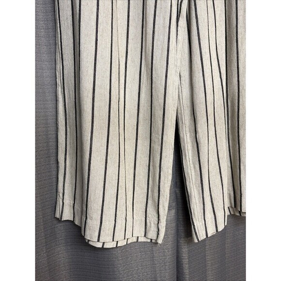Worthington Wide Leg Linen Blend Cream & Black Stripes High Waist Size 16 - Picture 4 of 9